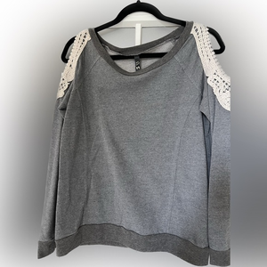 Grey‎ Open Shoulder Top